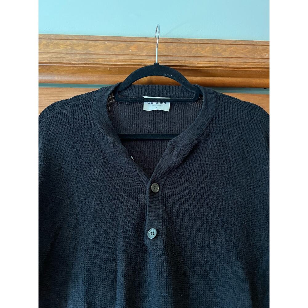 Callahan Knitwear Women's Button Up Linen Blend Sweater Long Sleeve Black Size S - Picture 3 of 9